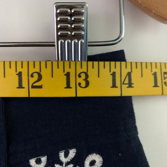 ZARA Pants Small‎ Linen Blend Culotte Embroidered Wide Leg Cropped Boho Trousers - Picture 14 of 15